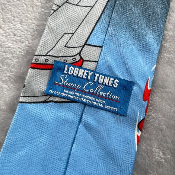 Looney Tunes Neck Tie Bugs Bunny Airplane USPS Stamp Collection Vintage 90's - Picture 12 of 14